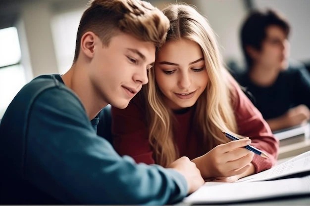 Μαθητές σε ομαδική μελέτη και εστίαση στην προετοιμασία